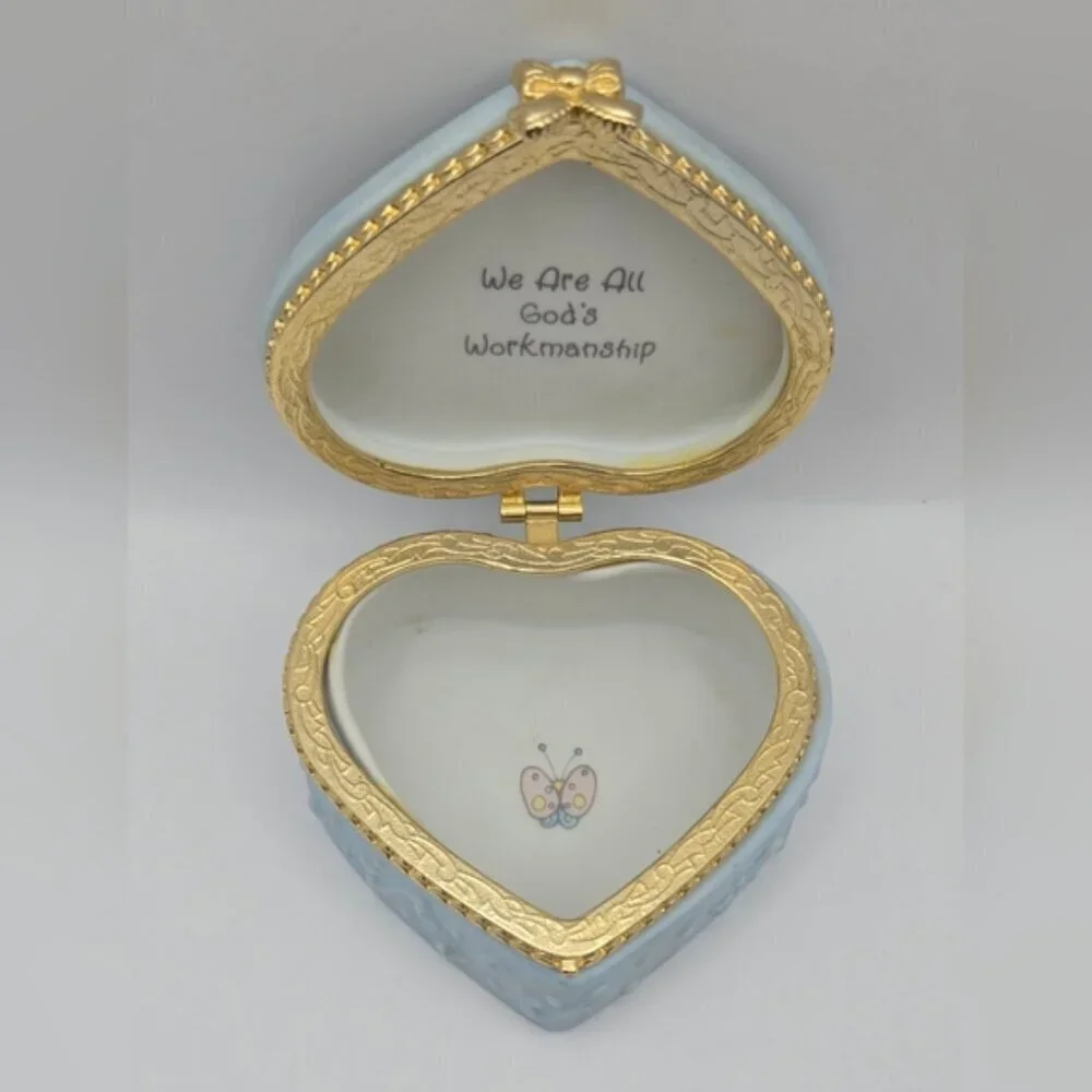 1996 Precious Moments Heart Shape Jewelry / Trinket Box